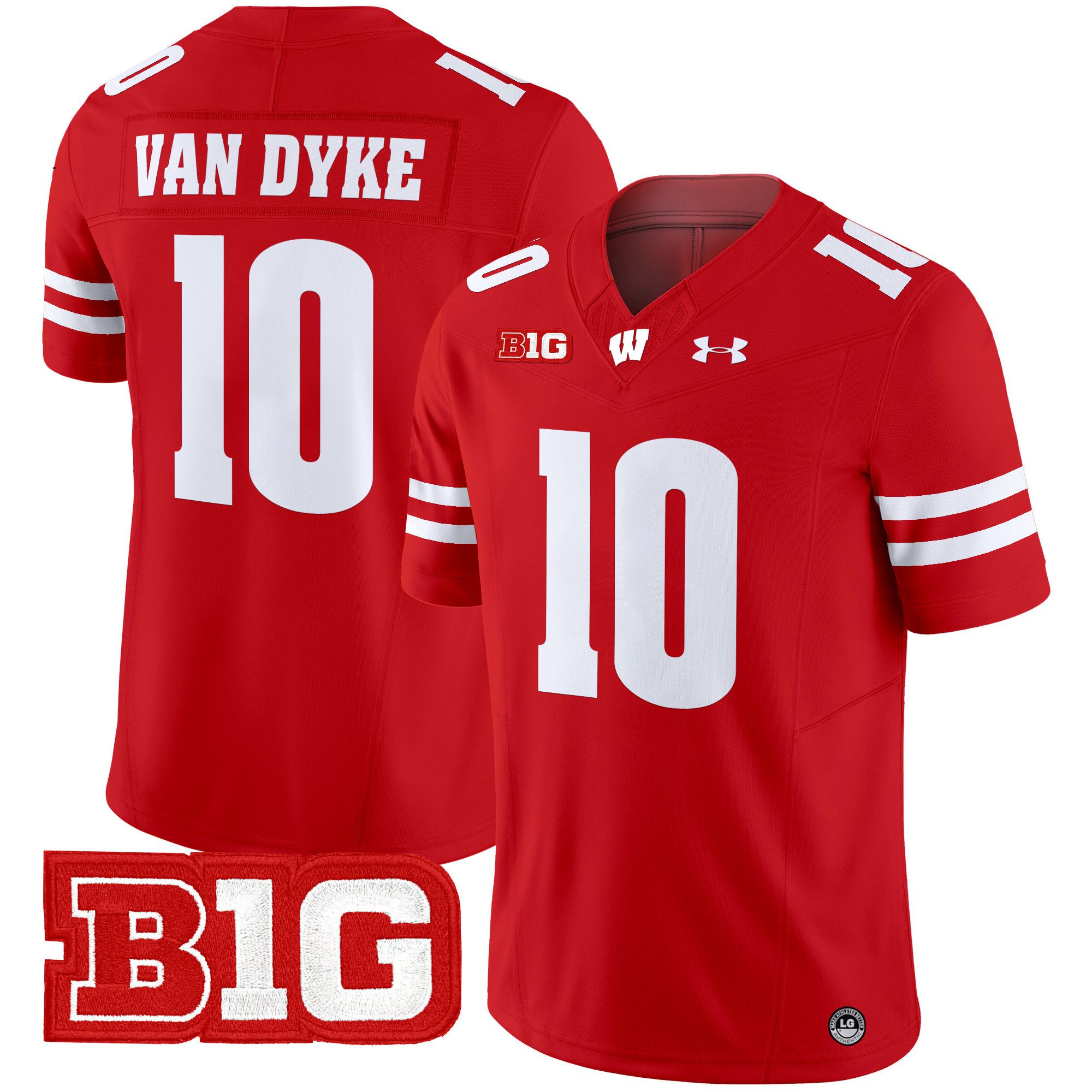 Men Wisconsin Badgers #10 Van dyke Red 2024 Vapor Limited NCAA Jersey style 1